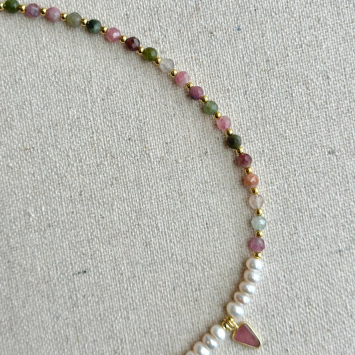 Tourmaline And Freshwater Pearl Beaded Choker Necklace