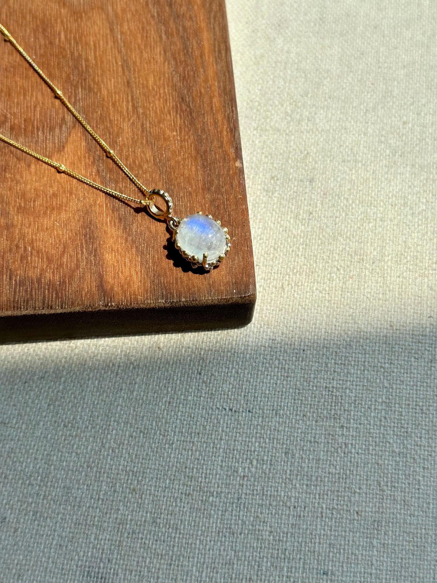 Moonstone Pendant Two-way Gold-plated Sterling Silver Necklace