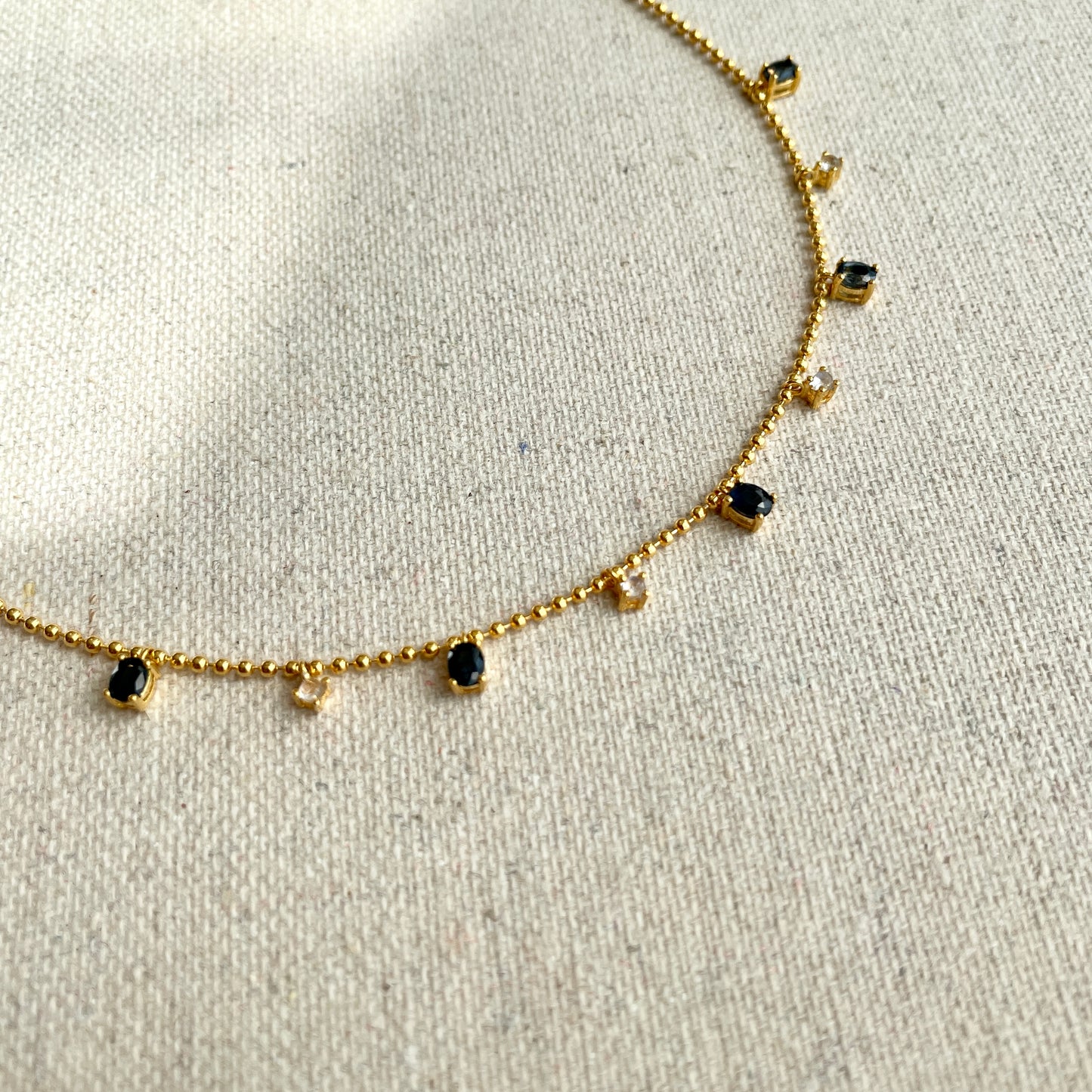 Sapphire And Moonstone Dangling Gold-plated Necklace