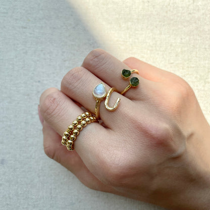 Raw Peridot Adjustable Adjustable Gold-plated Ring