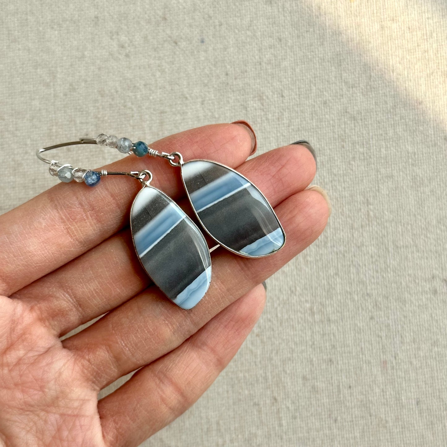 Blue Opal And Mixed Stones Earring