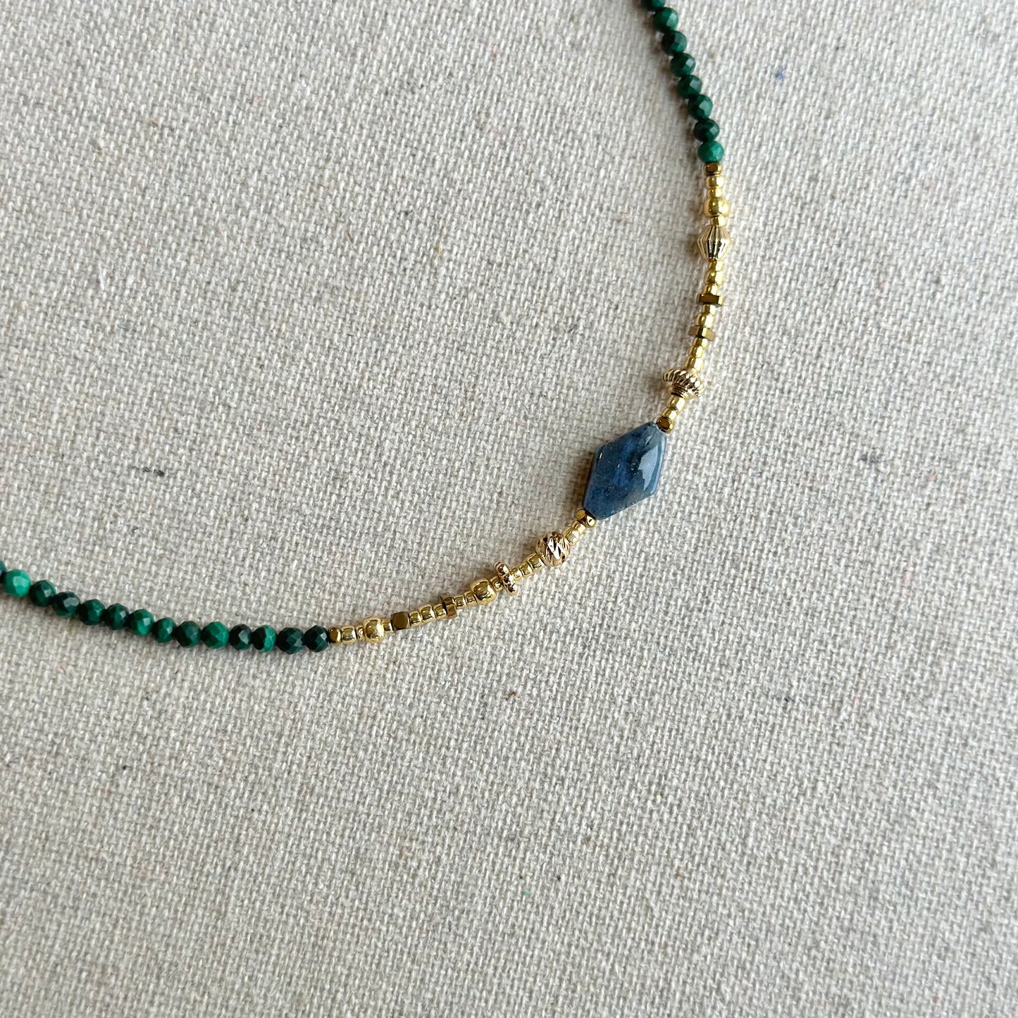 Malachite and Sodalite Beaded Choker Necklace