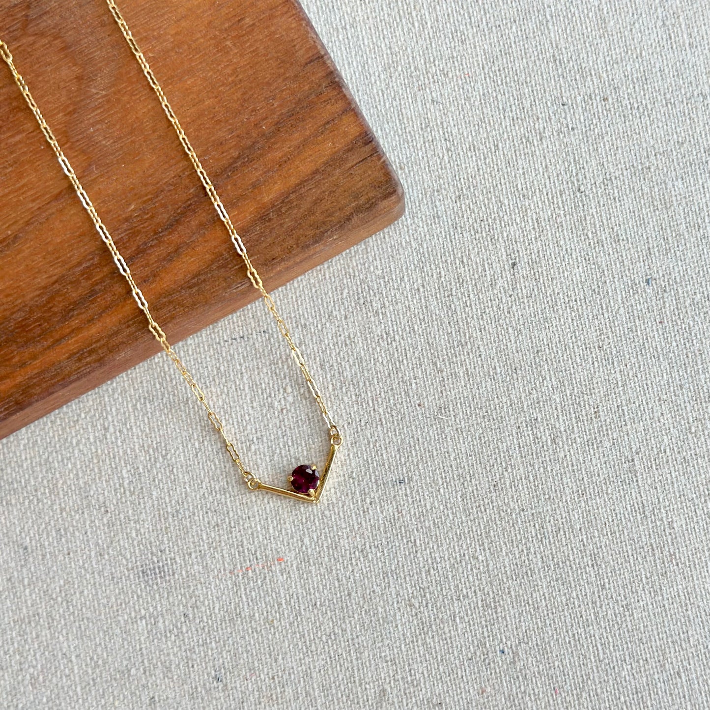 Garnet V-shaped 14k Gold-filled Necklace