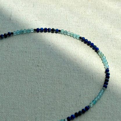 Apatite And Lapis Beaded Choker Necklace