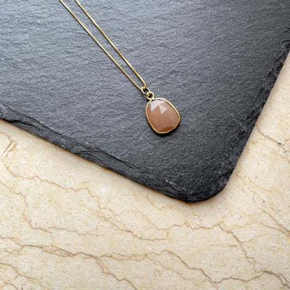 Coffee Moonstone Gold-filled Necklace