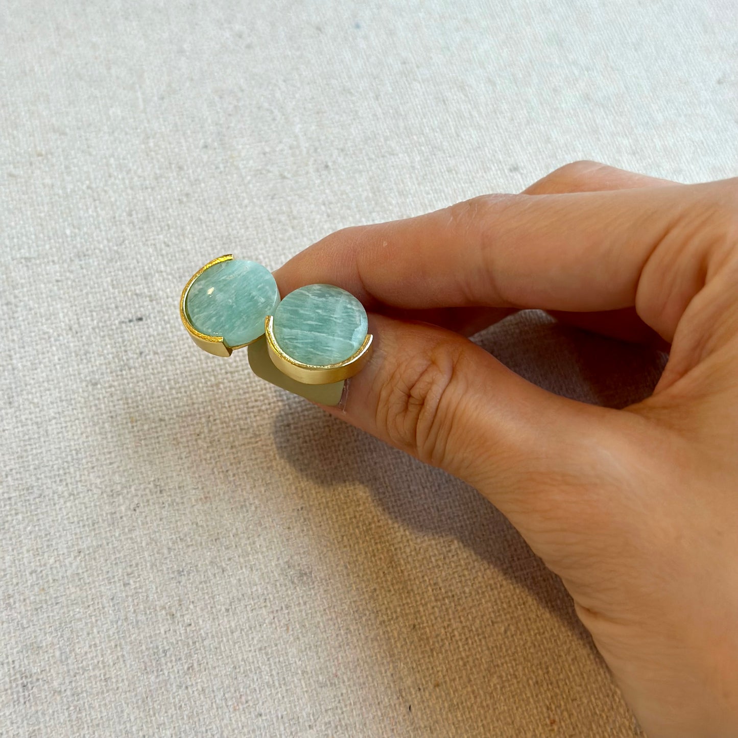 Amazonite Gold-plated Ear Stud