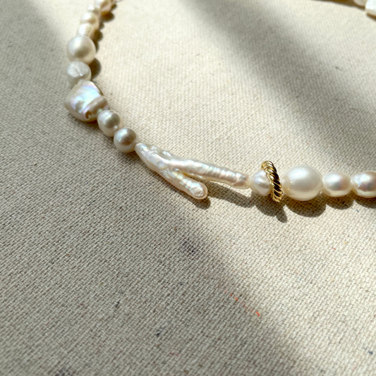 Baroque Pearl Beaded Choker Necklace