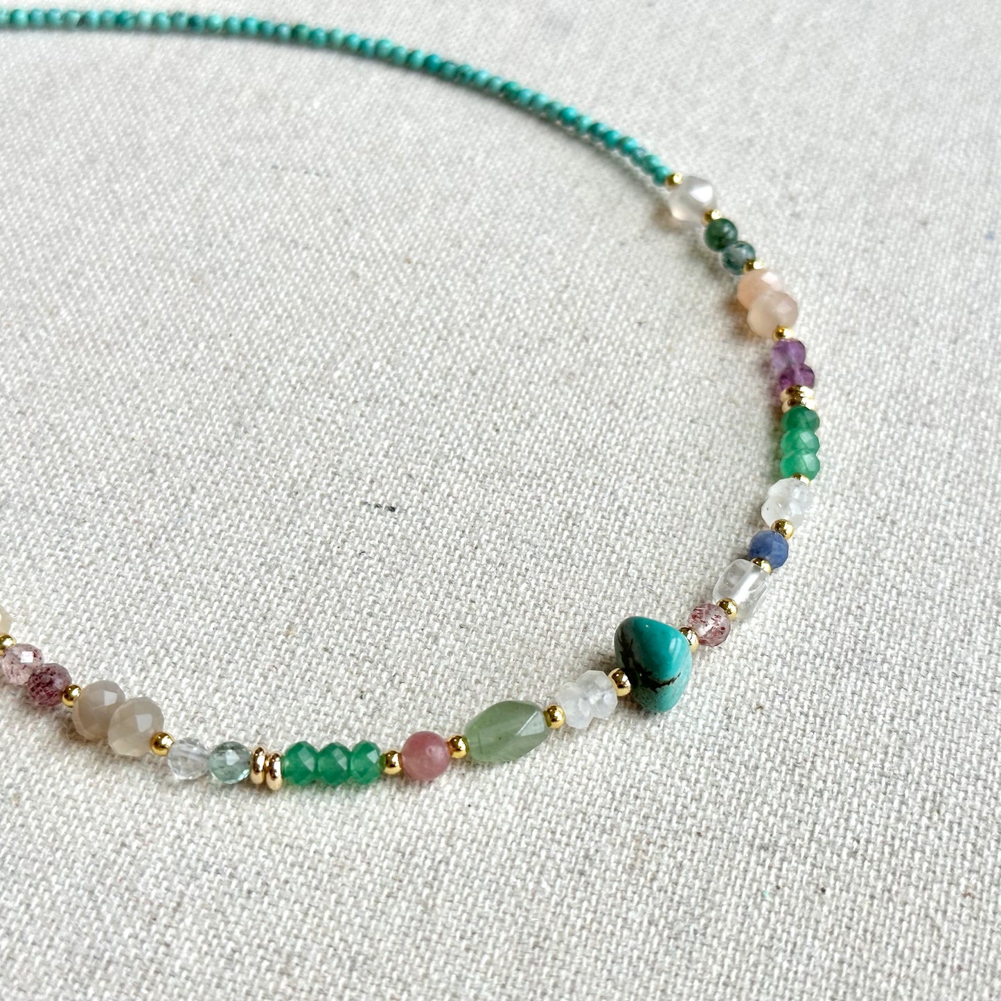 Turquoise Mixed Stone Beaded Choker Necklace