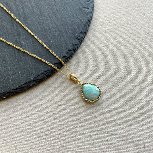 Amazonite Spiral Chain Gold-plated Necklace