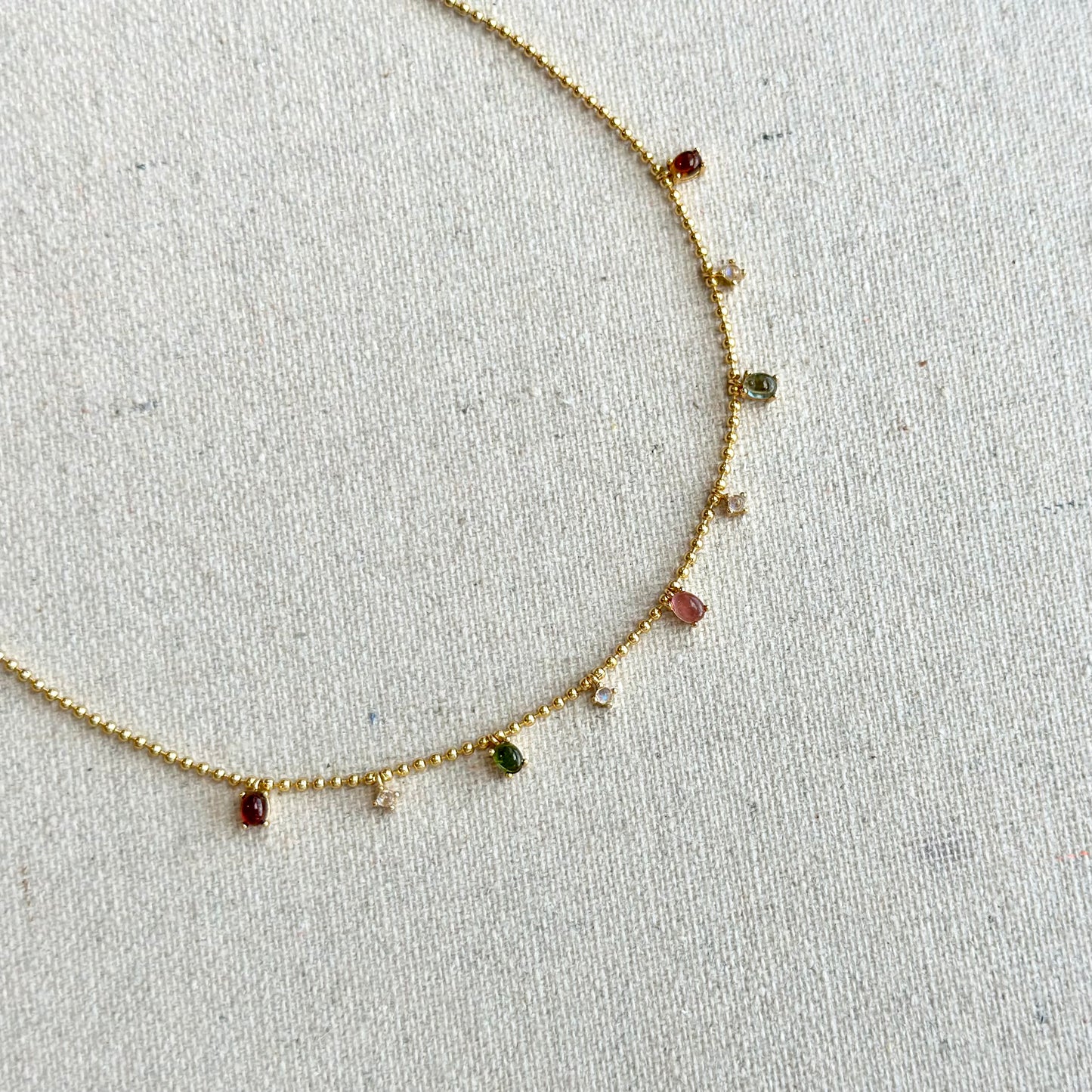 Multi-color Tourmaline Gold-plated Dangling Sterling Silver Necklace