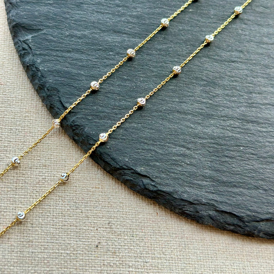 Two Tone Gold-plated Italian Sterling Silver Dotty Mixed Chain Necklace