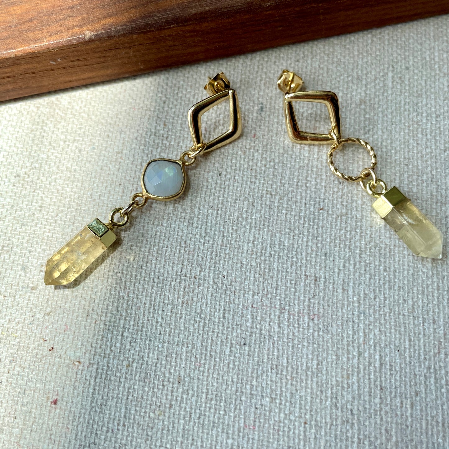 citrine and moonstone earring