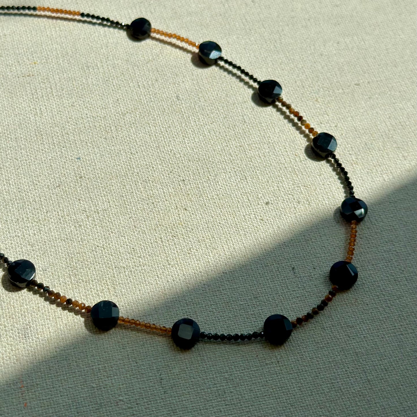 Black Onyx Mixed Tiger Eye And Carnelian Beaded Necklace