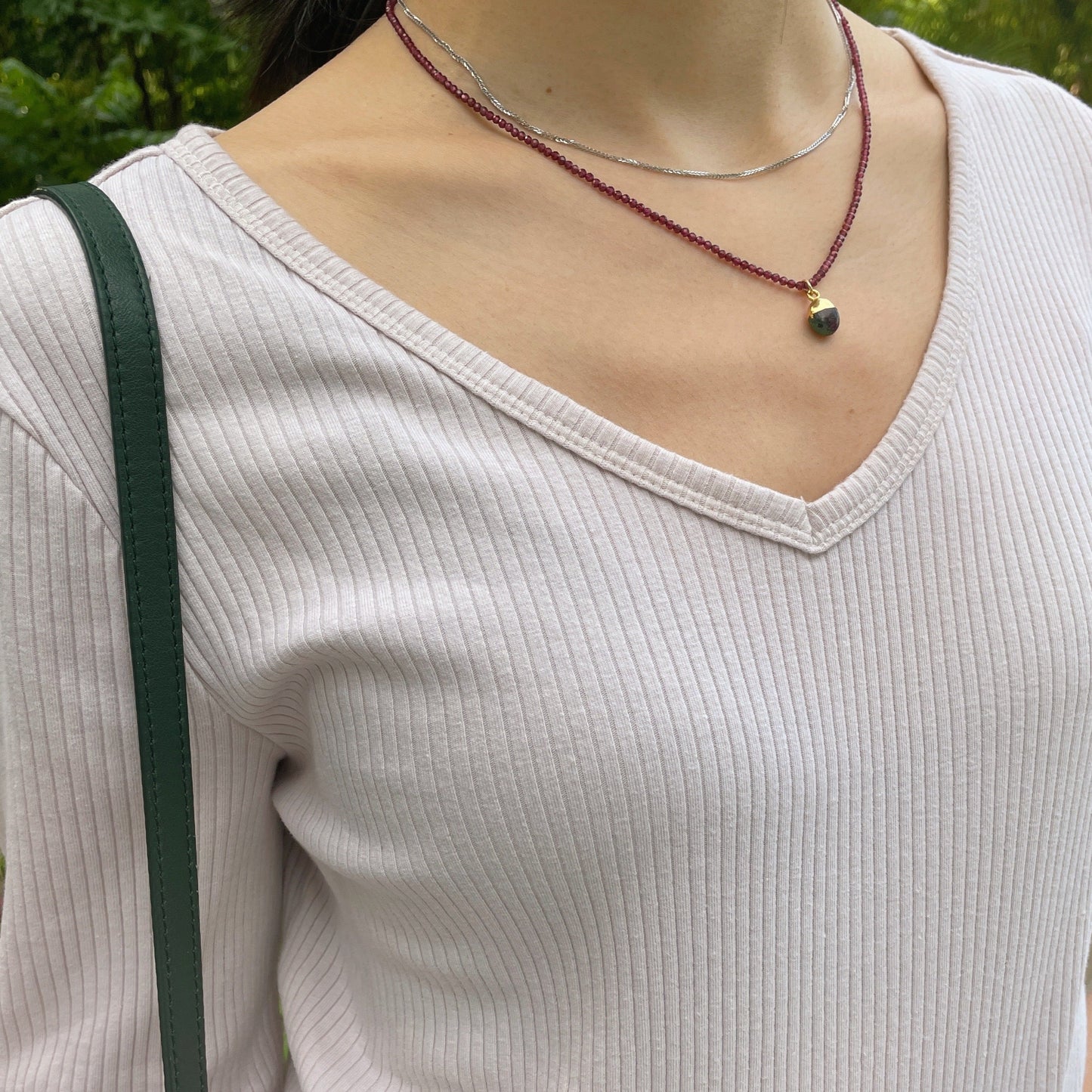 Ruby Zoisite And Garnet Beaded Necklace