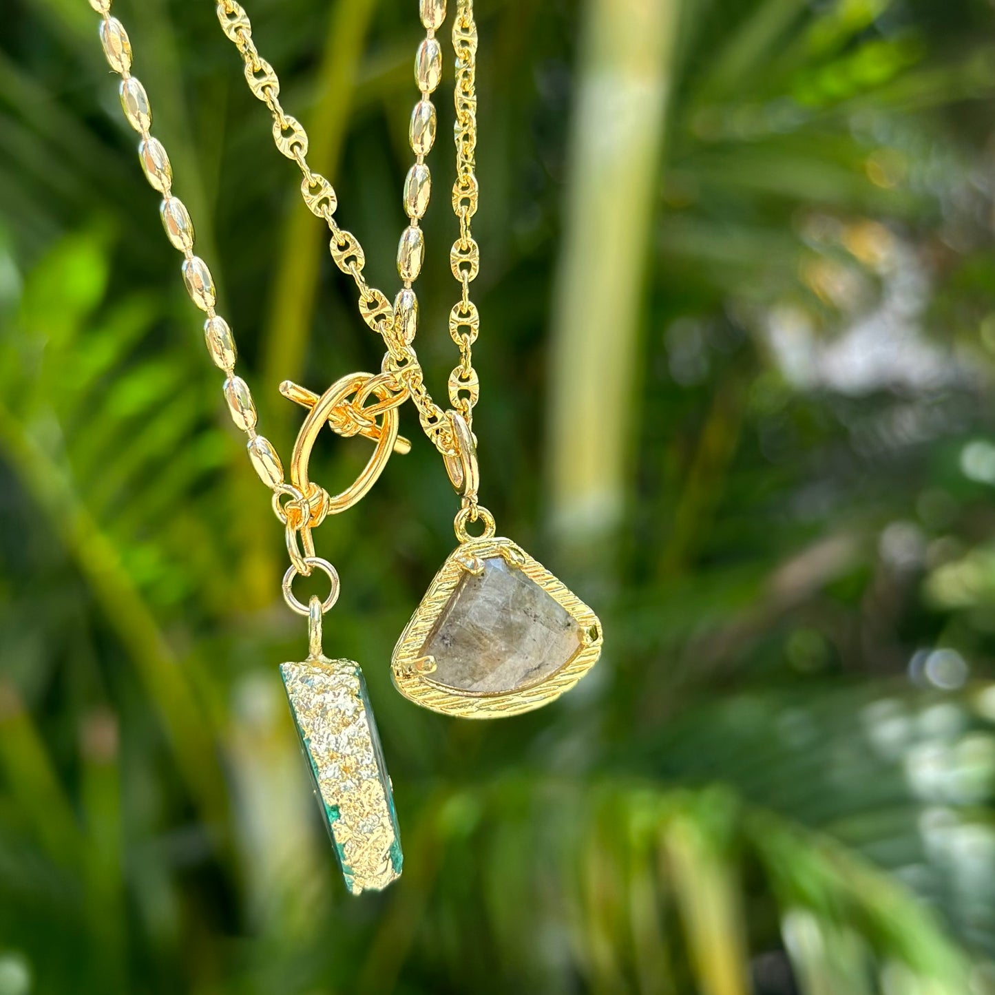 Labradorite Mariner Chain Gold-plated Italian Sterling Silver Necklace