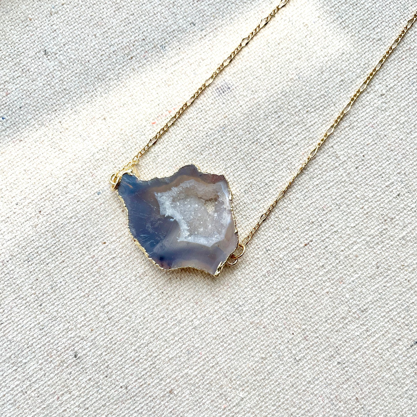 Agate Adjustable Long Gold-plated Necklace