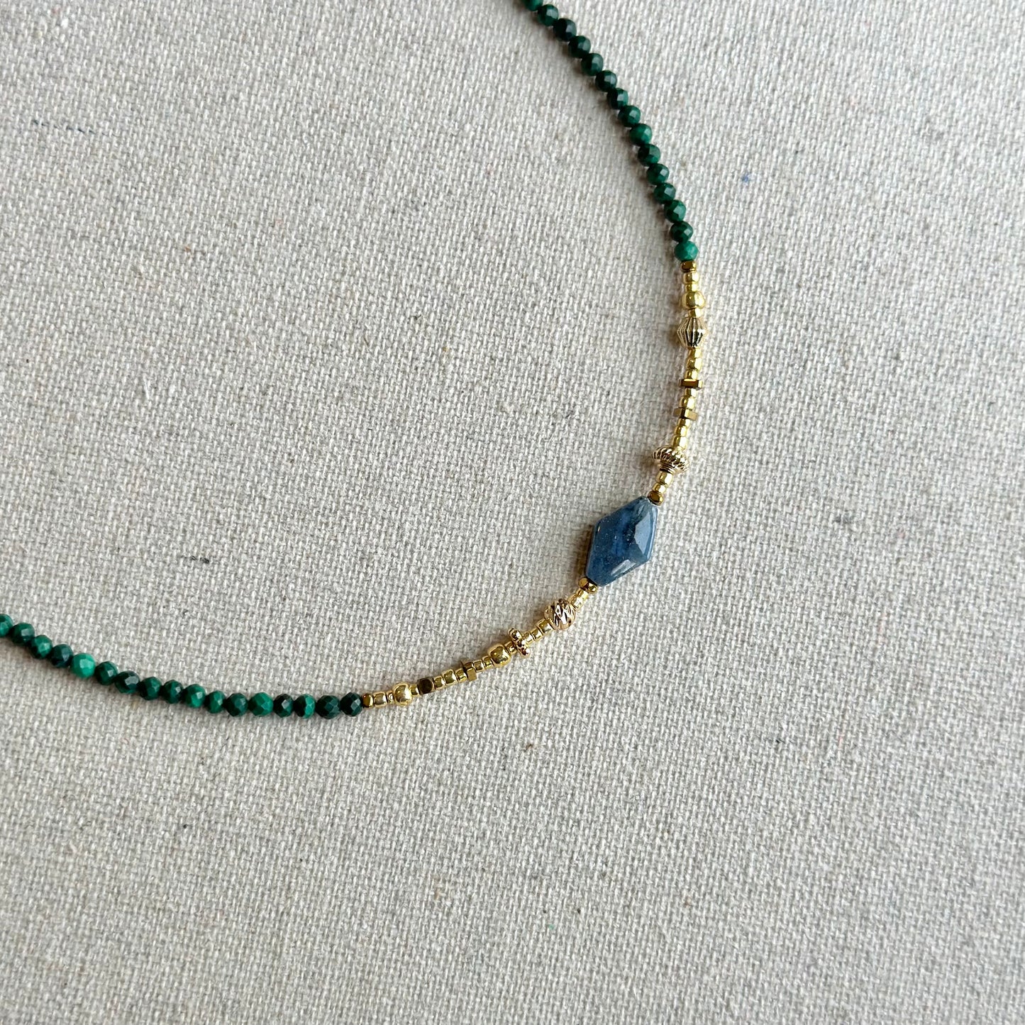 Malachite and Sodalite Beaded Choker Necklace