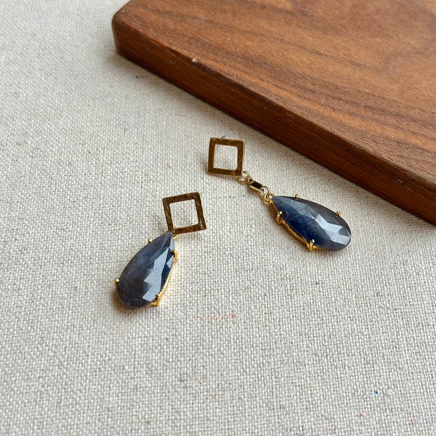 Sapphire Prong Set Gold-plated Earring