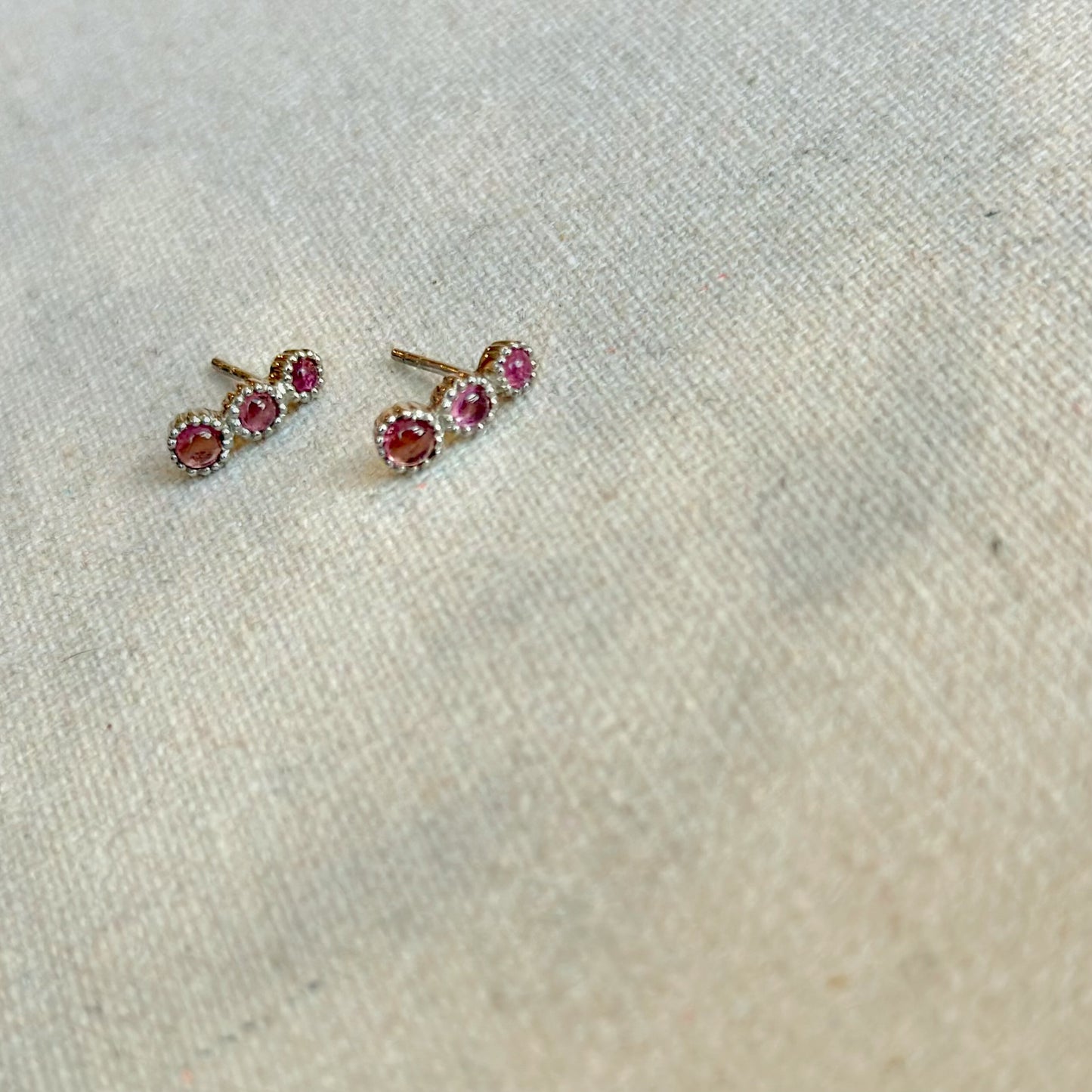 Pink Tourmaline Sterling Silver Ear Stud