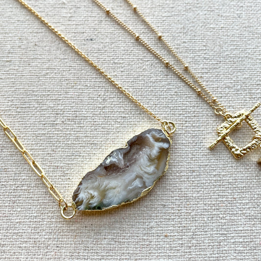 Agate Asymmetric Gold-plated Necklace