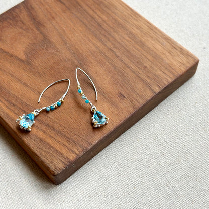 Topaz And Apatite Wire Wrapping Sterling Silver Earring