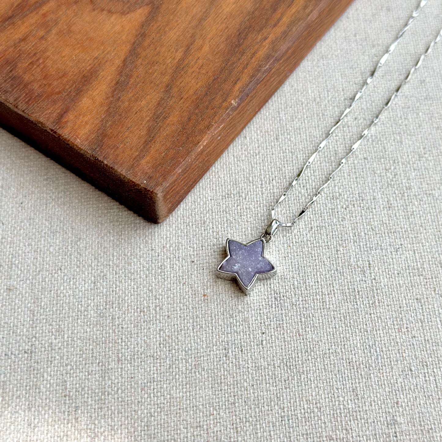 Star-shaped Druzy Stone Sterling Silver Necklace