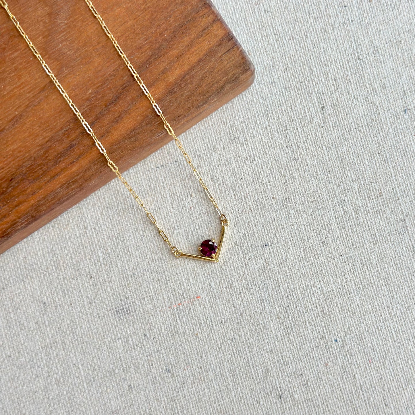 Garnet V-shaped 14k Gold-filled Necklace