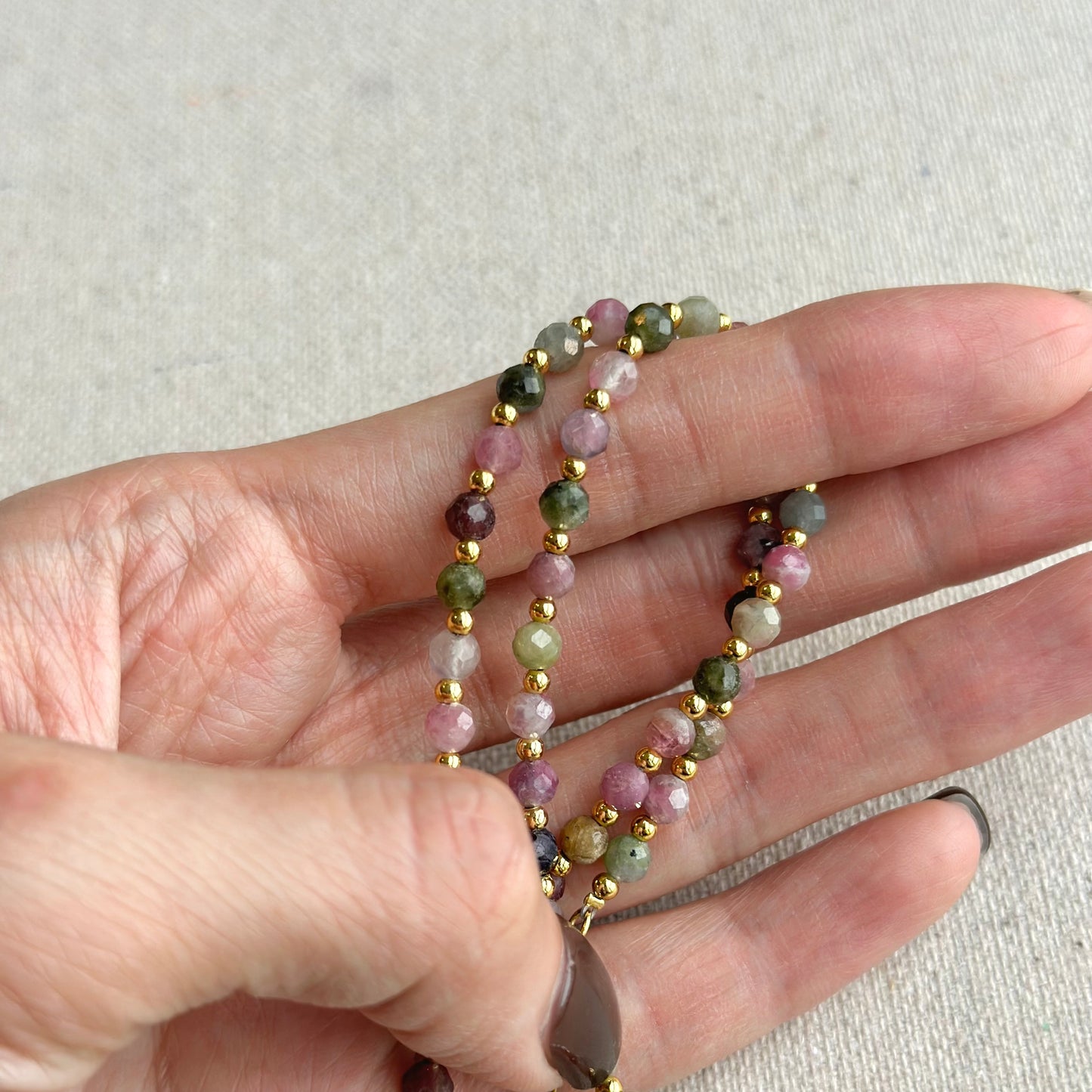 Tourmaline And Freshwater Pearl Beaded Choker Necklace