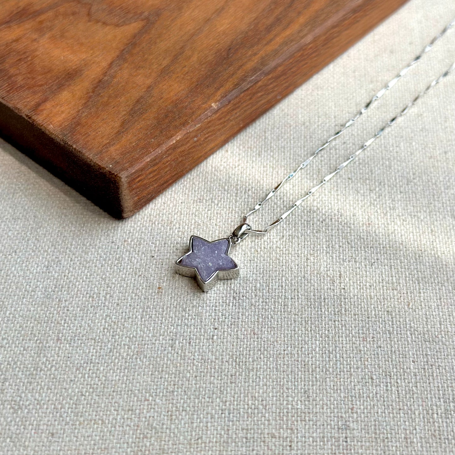 Star-shaped Druzy Stone Sterling Silver Necklace