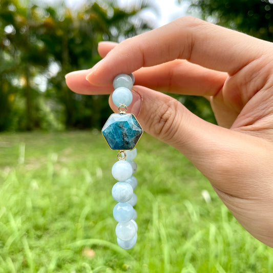 Apatite And Aquamarine Beaded Bracelet