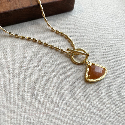 Sunstone Rice Chain Gold-plated Necklace