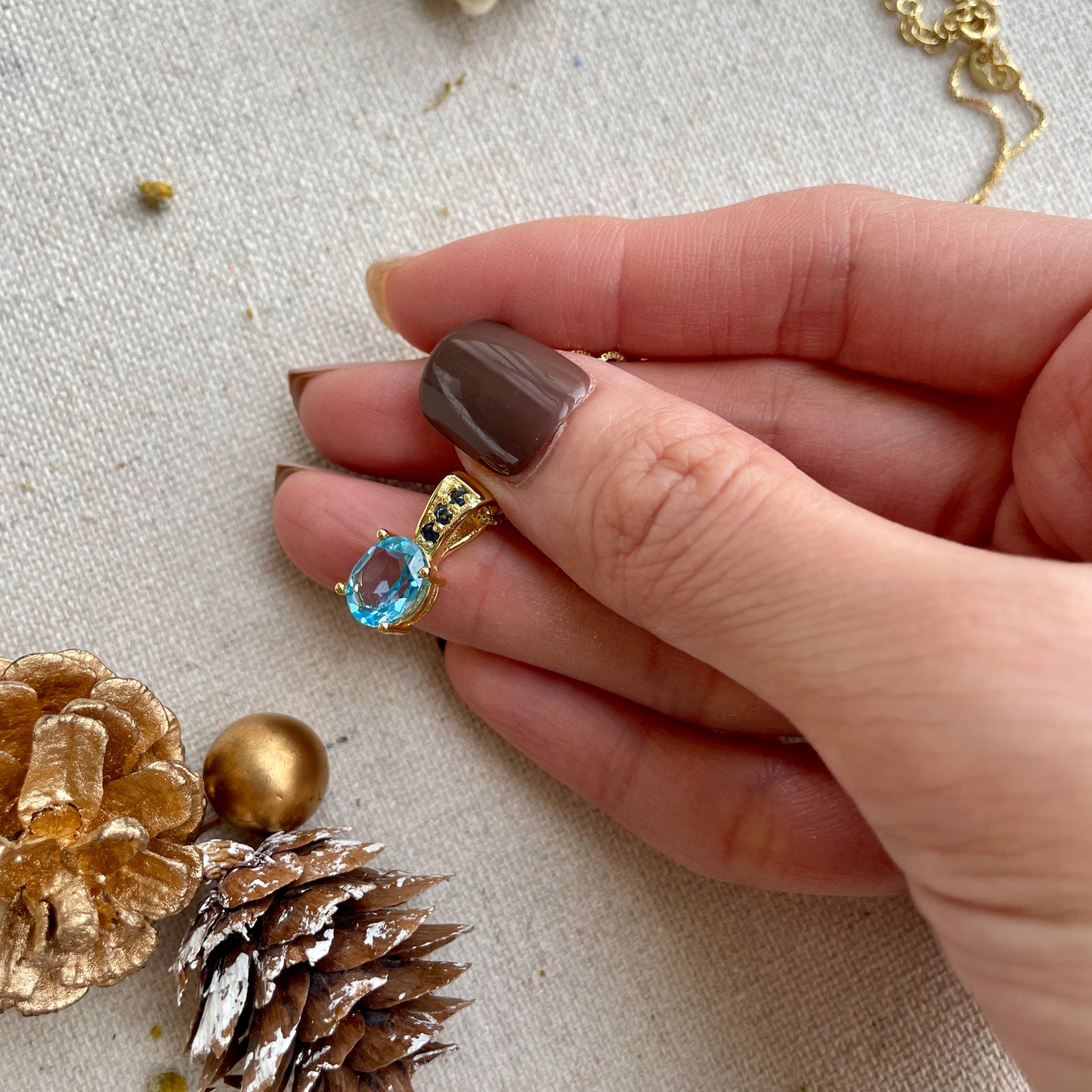 Topaz And Sapphire Gold-plated Necklace