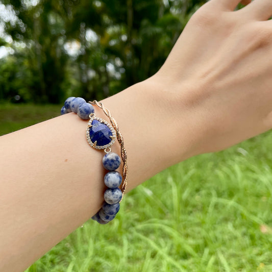 Lapis And Sodalite Beaded Bracelet