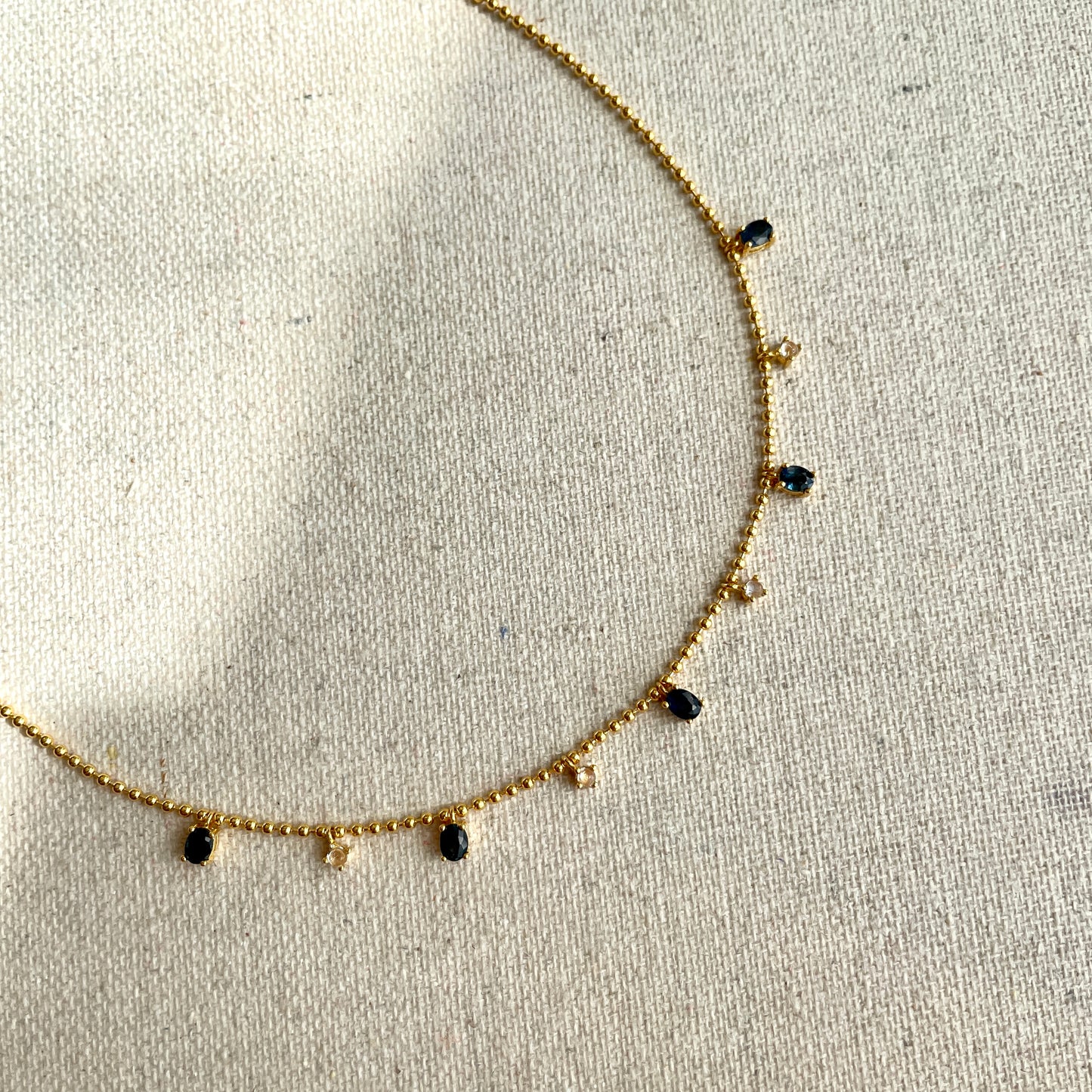 Sapphire And Moonstone Dangling Gold-plated Necklace