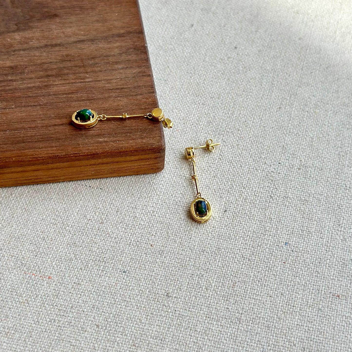 Black Opal And Citrine Gold-plated Sterling Earring