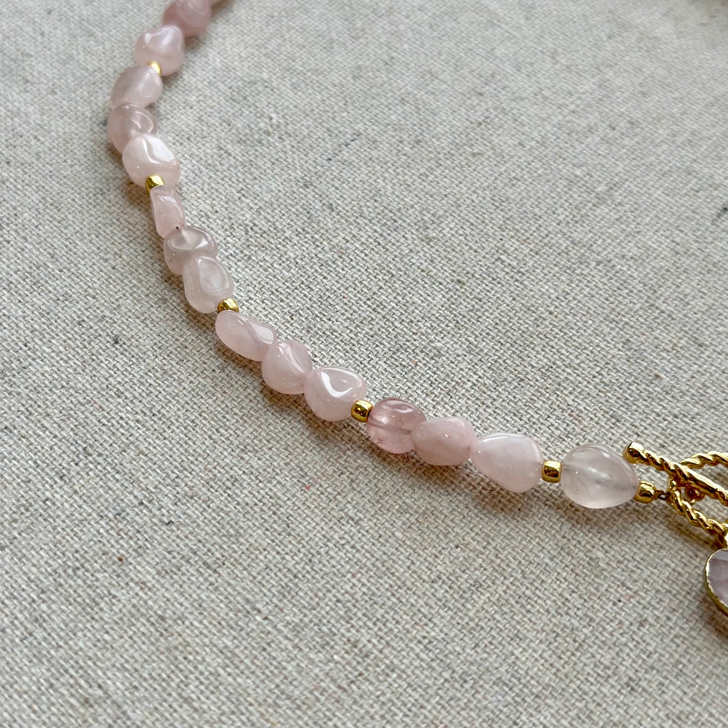 Rose Quartz And Baroque Pearl Beaded Choker Necklace