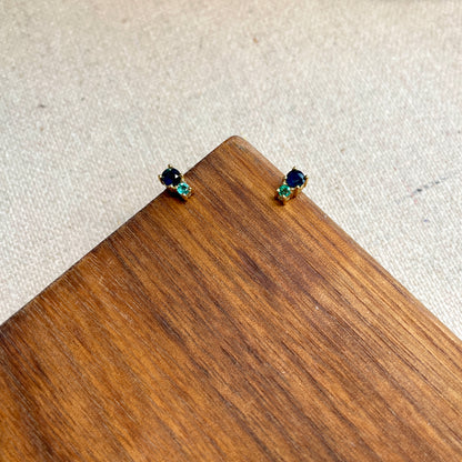 Sapphire And Emerald Gold-plated Sterling Silver Ear Stud