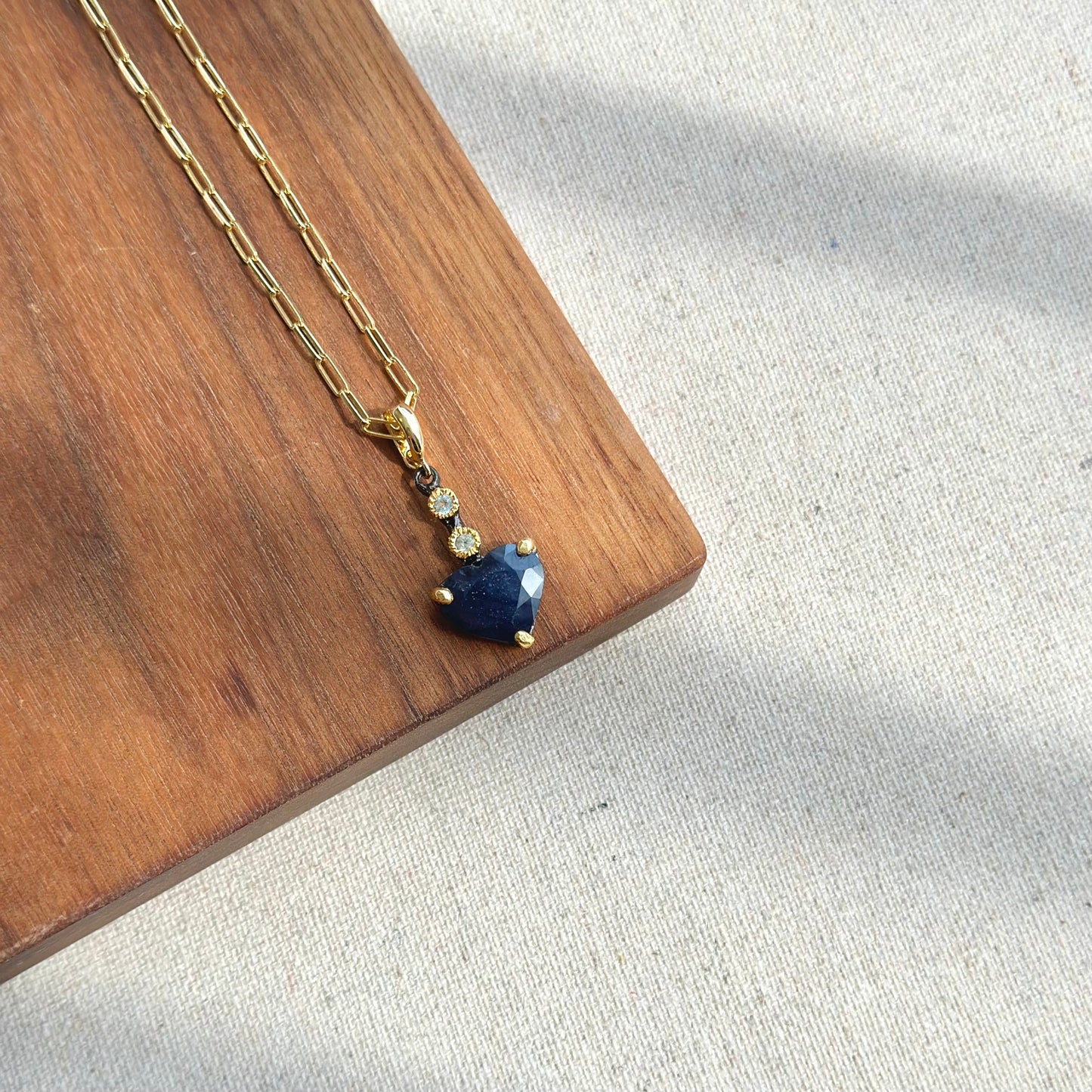 Sapphire Heart And Topaz Gold-plated Italian Sterling Silver Necklace