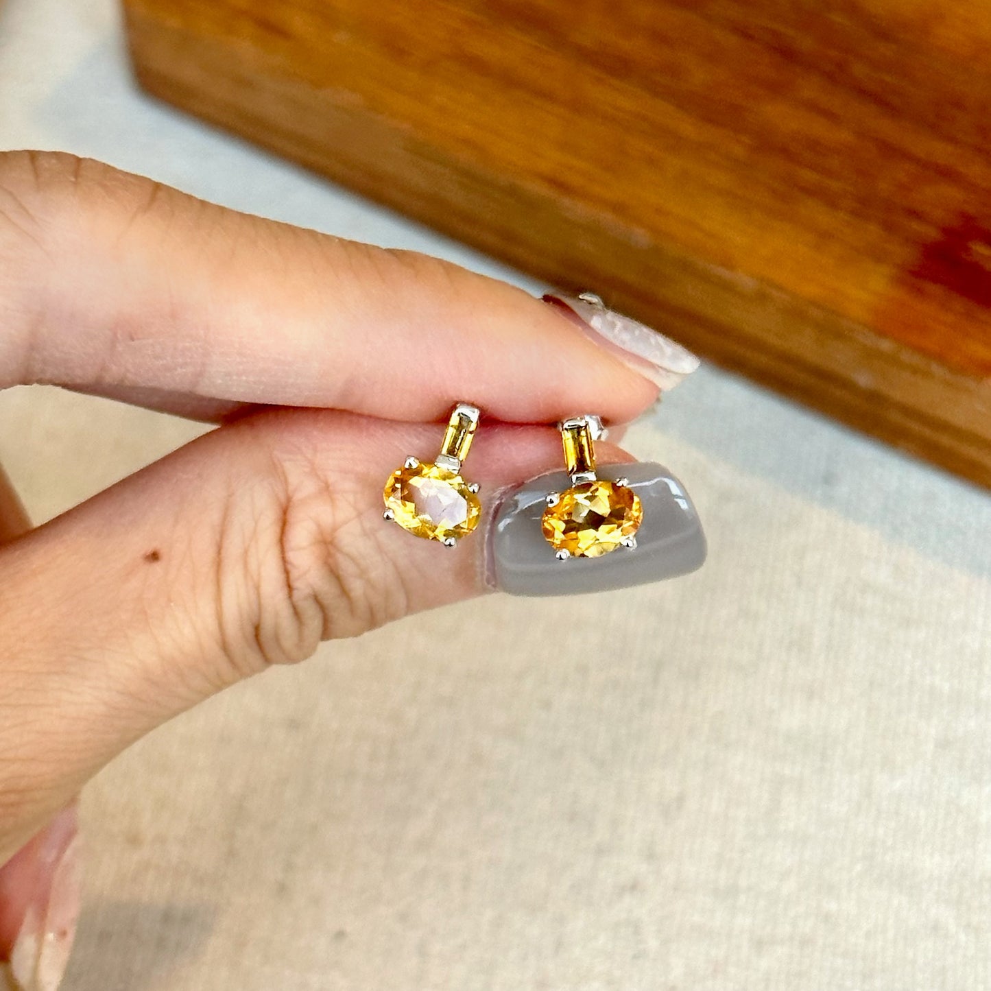 Citrine Sterling Silver Ear Stud