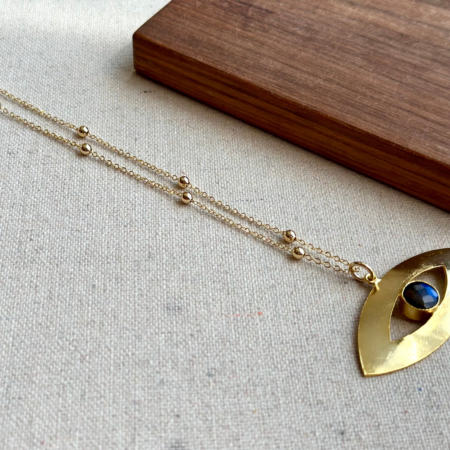 Labradorite In Eye Long Gold-plated Necklace