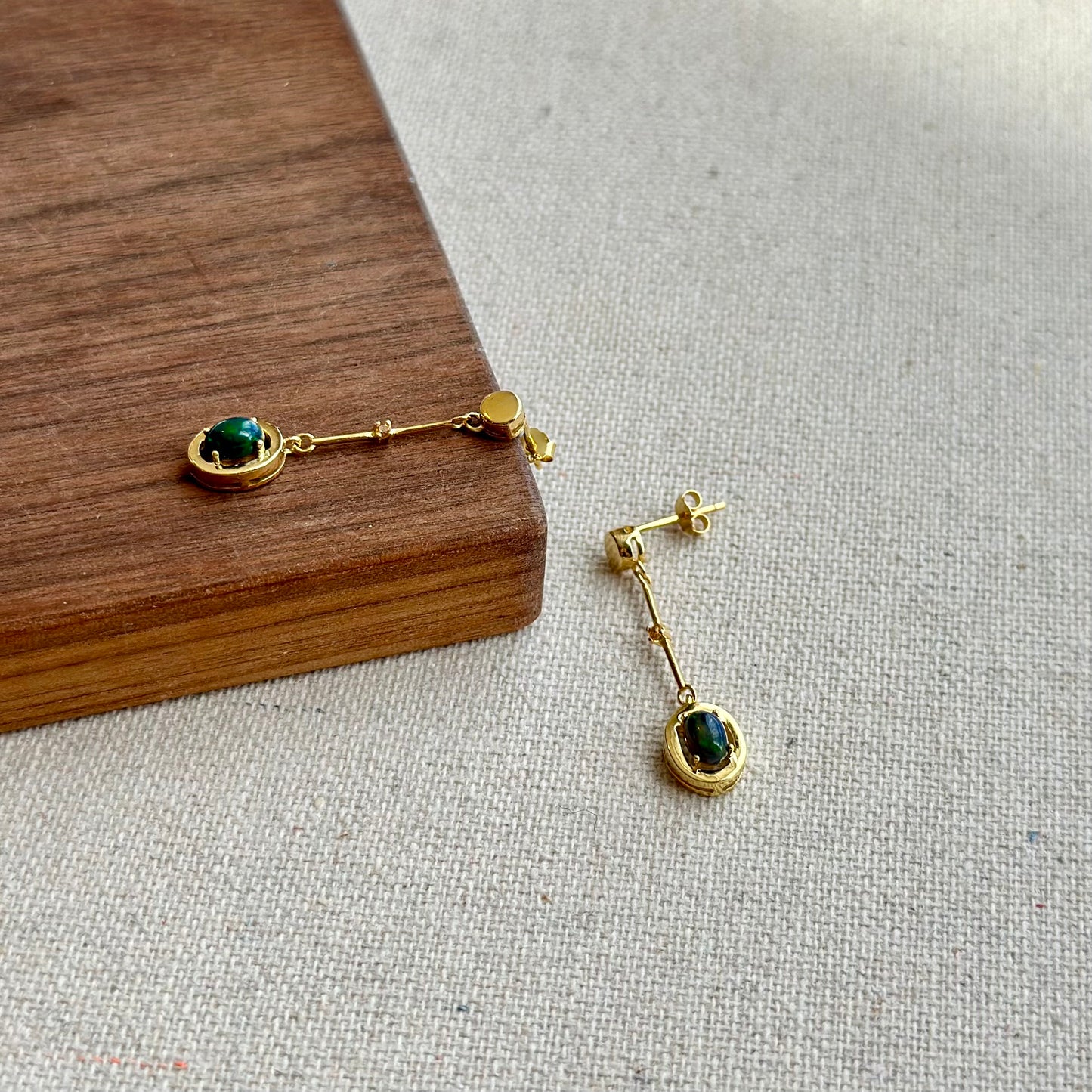 Black Opal And Citrine Gold-plated Sterling Earring