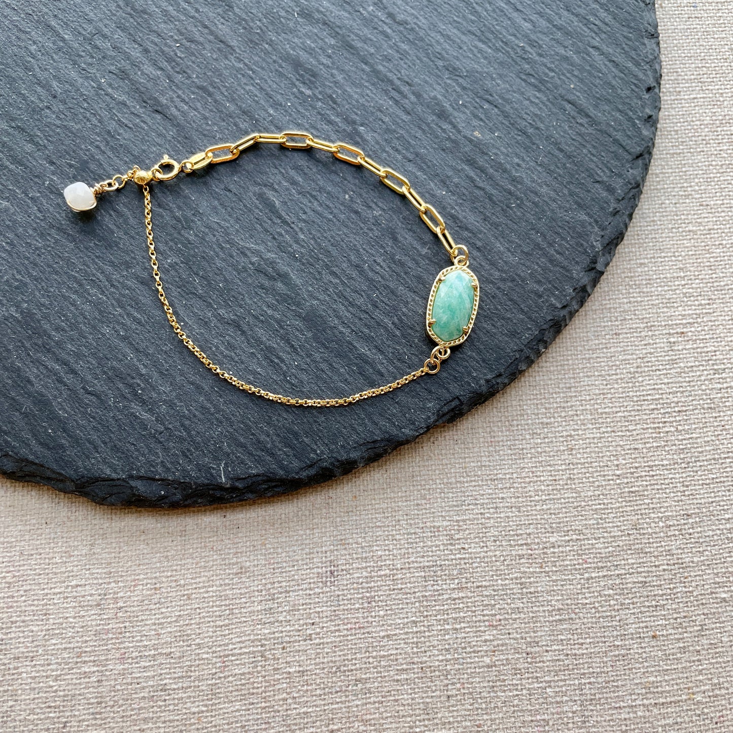 Amazonite Mixed Chain Adjustable Bracelet