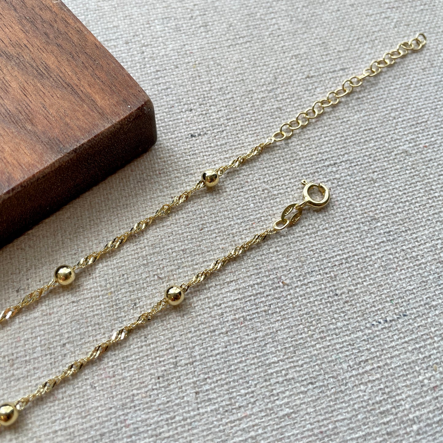 Gold-plated Italian Sterling Silver Dotty Mixed Chain Necklace