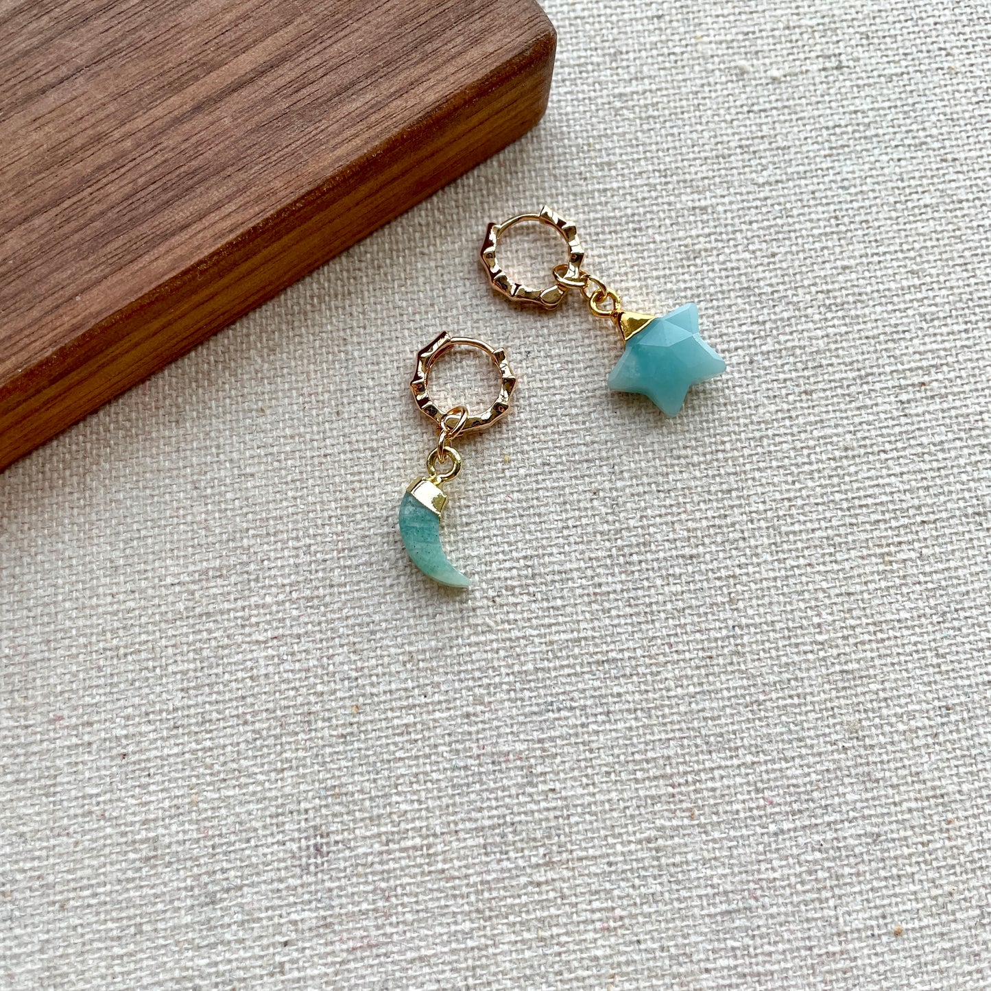 Amazonite Gold-plated Two-way Ear Hoop