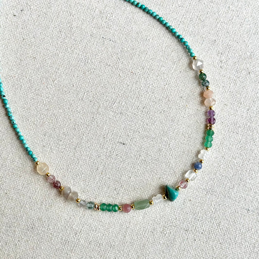 Turquoise Mixed Stone Beaded Choker Necklace