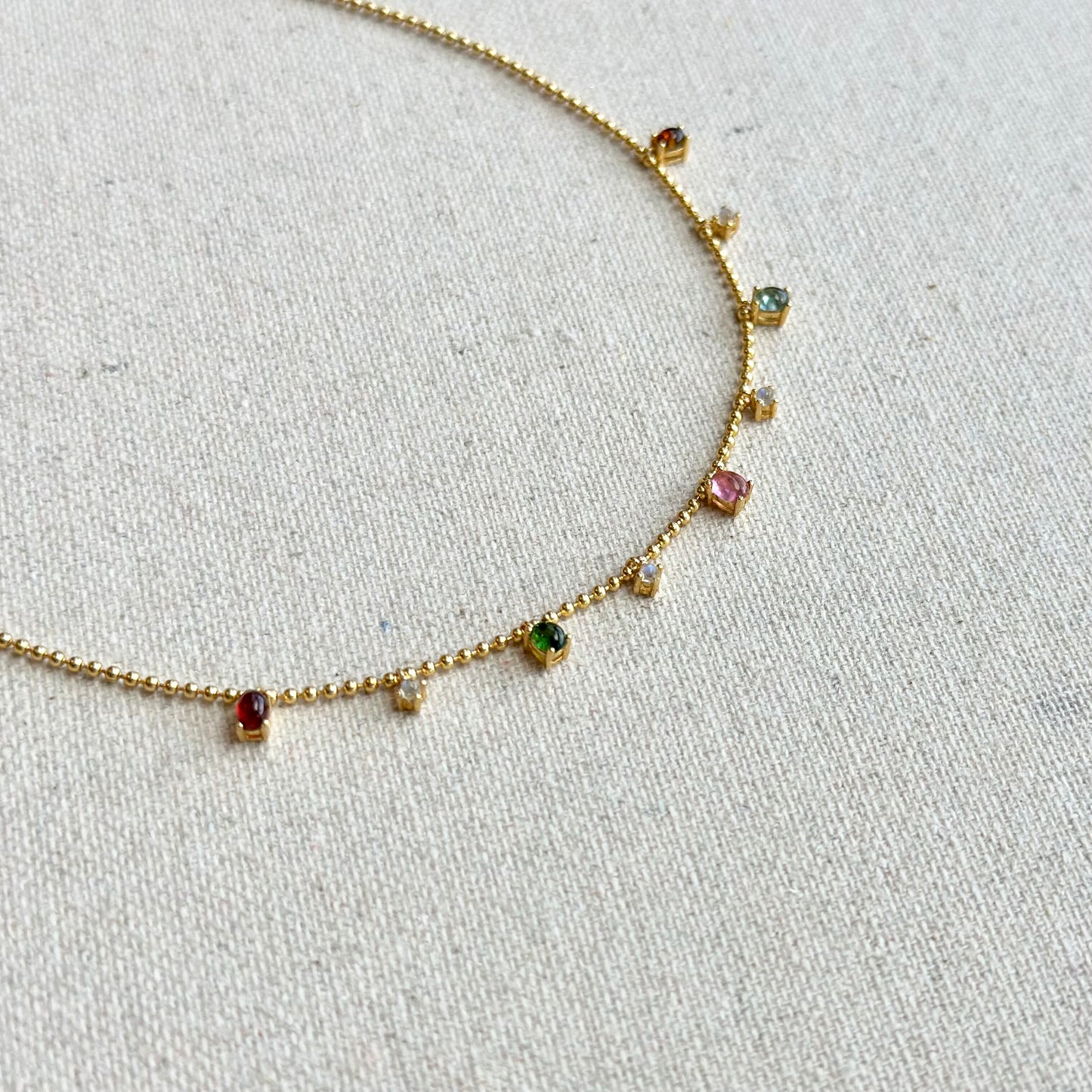 Multi-color Tourmaline Gold-plated Dangling Sterling Silver Necklace