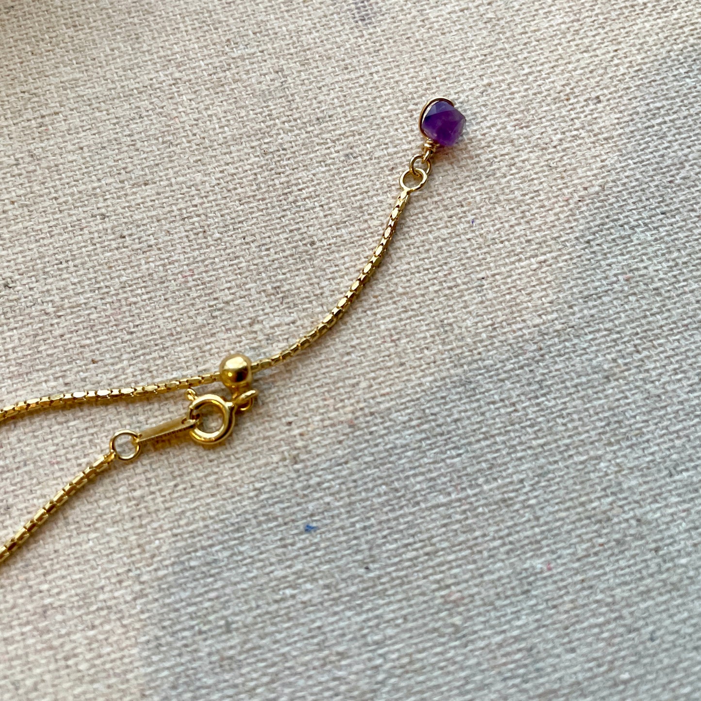 Amethyst Adjustable Gold-plated Necklace