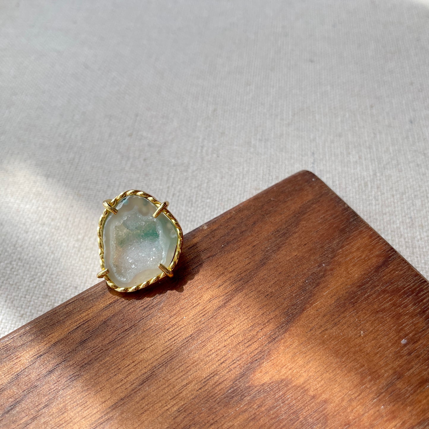 Agate Geode Adjustable Gold-plated Ring