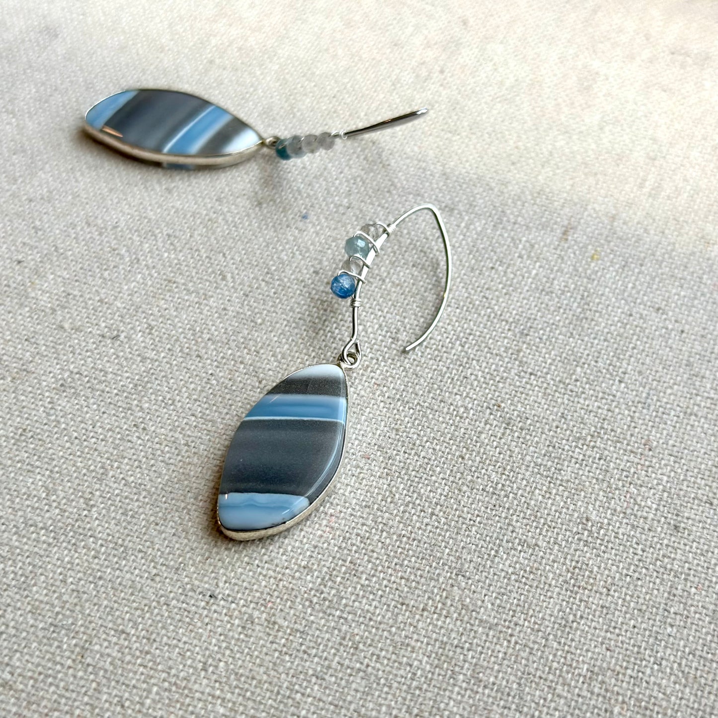 Blue Opal And Mixed Stones Earring