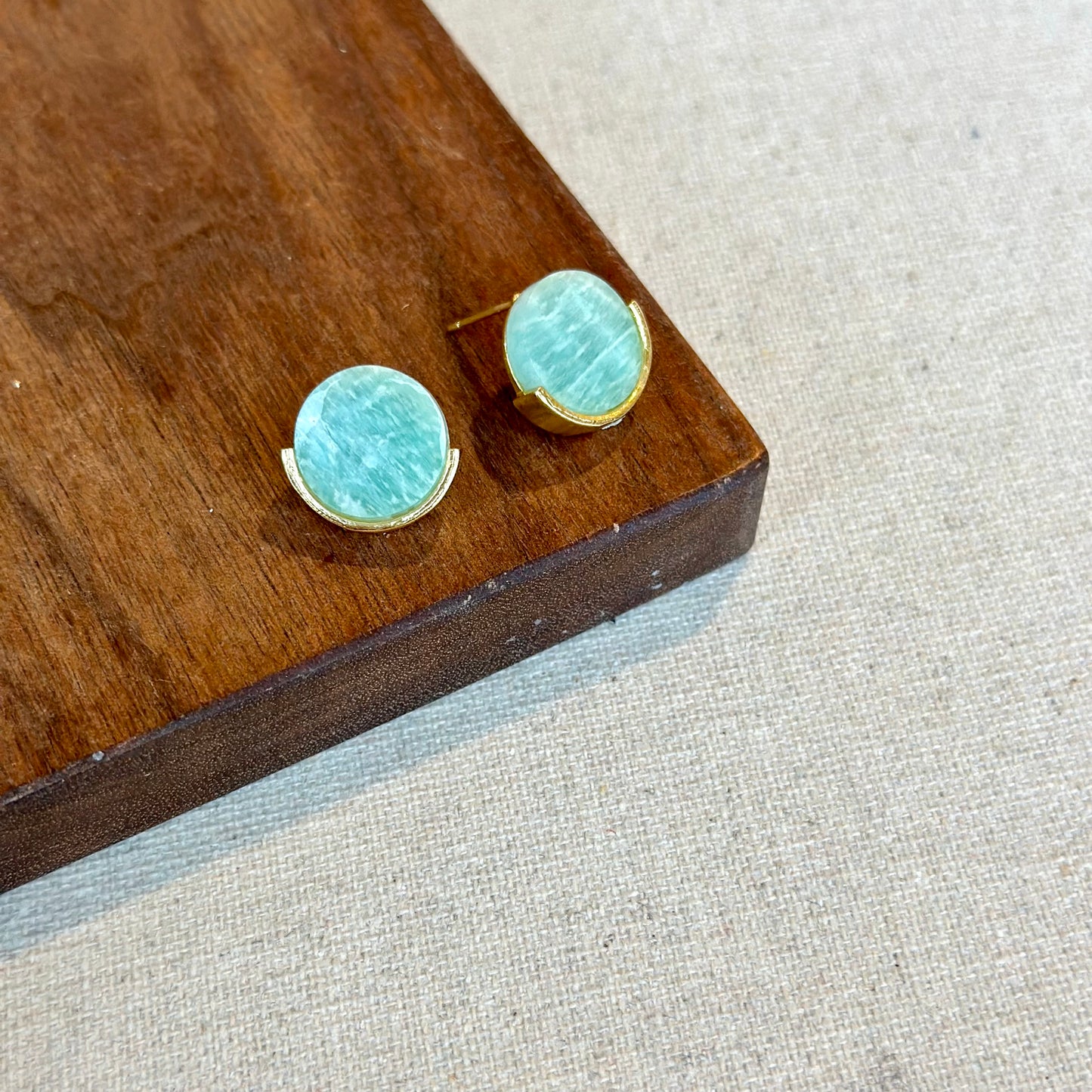 Amazonite Gold-plated Ear Stud